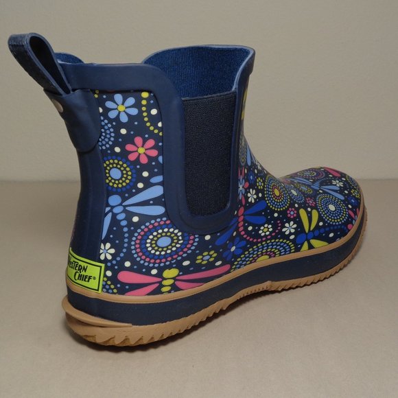 New Western Chief Waterproof Chelsea Blue Dragonfly Rubber  Western Chief Size 7 M CHELSEA RAIN BOOT Blue Dragonflies New Women\'s Shoes
